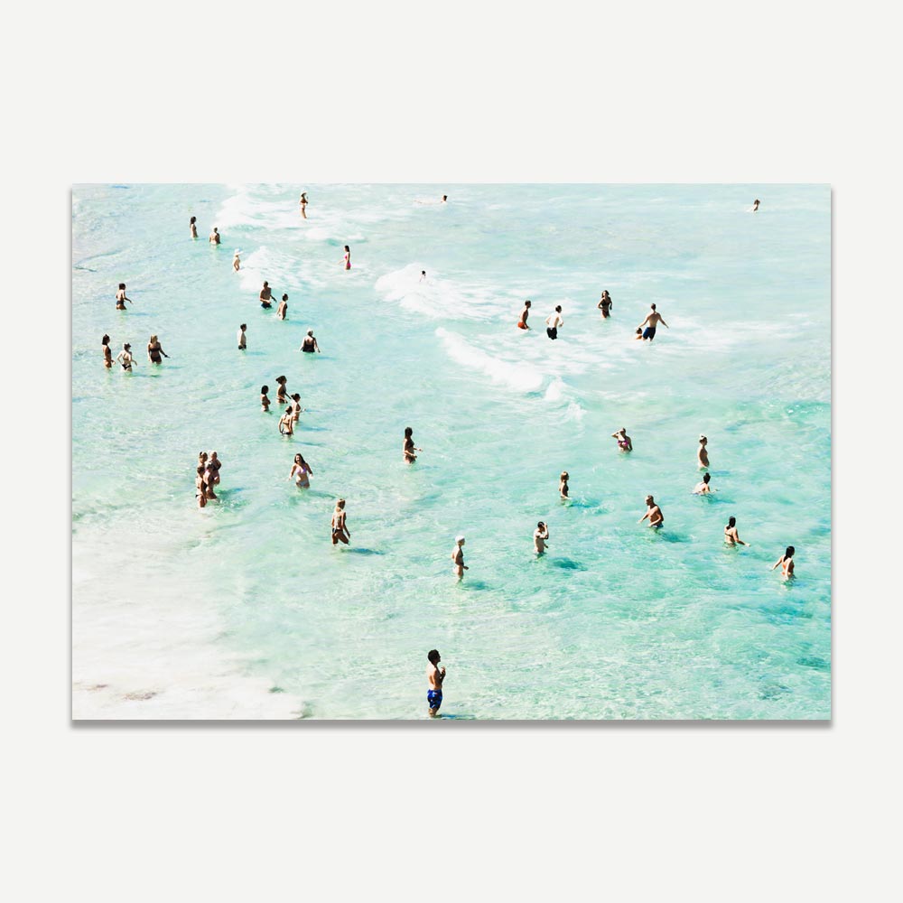 Posters and prints: An exquisite wall art showcasing people swimming in the ocean - Bathers on Bondi Beach 