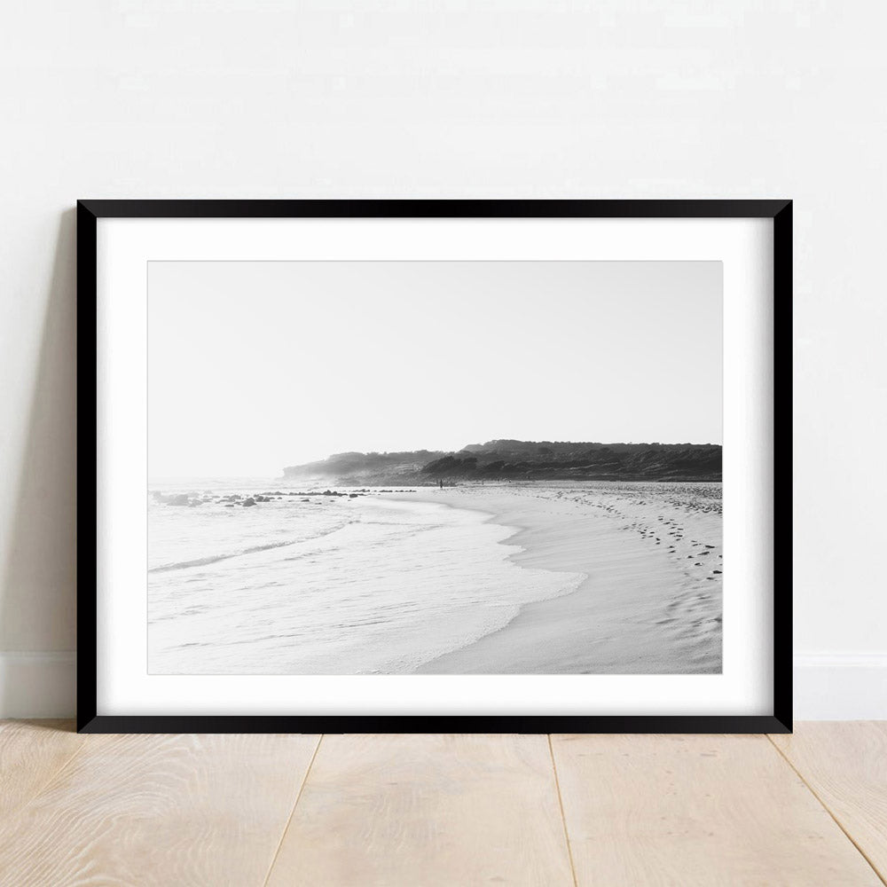 Real photography of the Maroubra beach in black and white for wall art decor