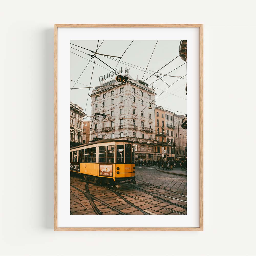 Capture the essence of Milan with the Gucci Sign Building - an exquisite addition to any art gallery.
