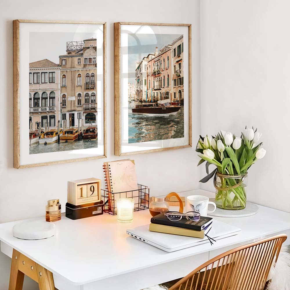 Venice, Italy: 4 taxi boats captured in stunning detail - Perfect for canvas prints and fine arts.