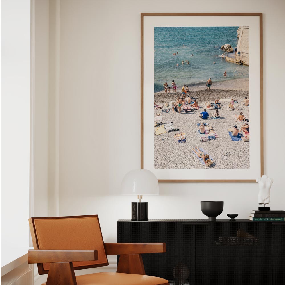 Canvas print: Dive into the beach scene of "A La Plage" in Nice, Côte d'Azur, France, perfect for coastal-themed wall art.