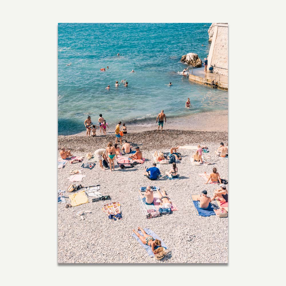 Fine arts: Elevate your décor with the tranquil scene of "A La Plage," where beachgoers revel in the coastal charm of Nice, France