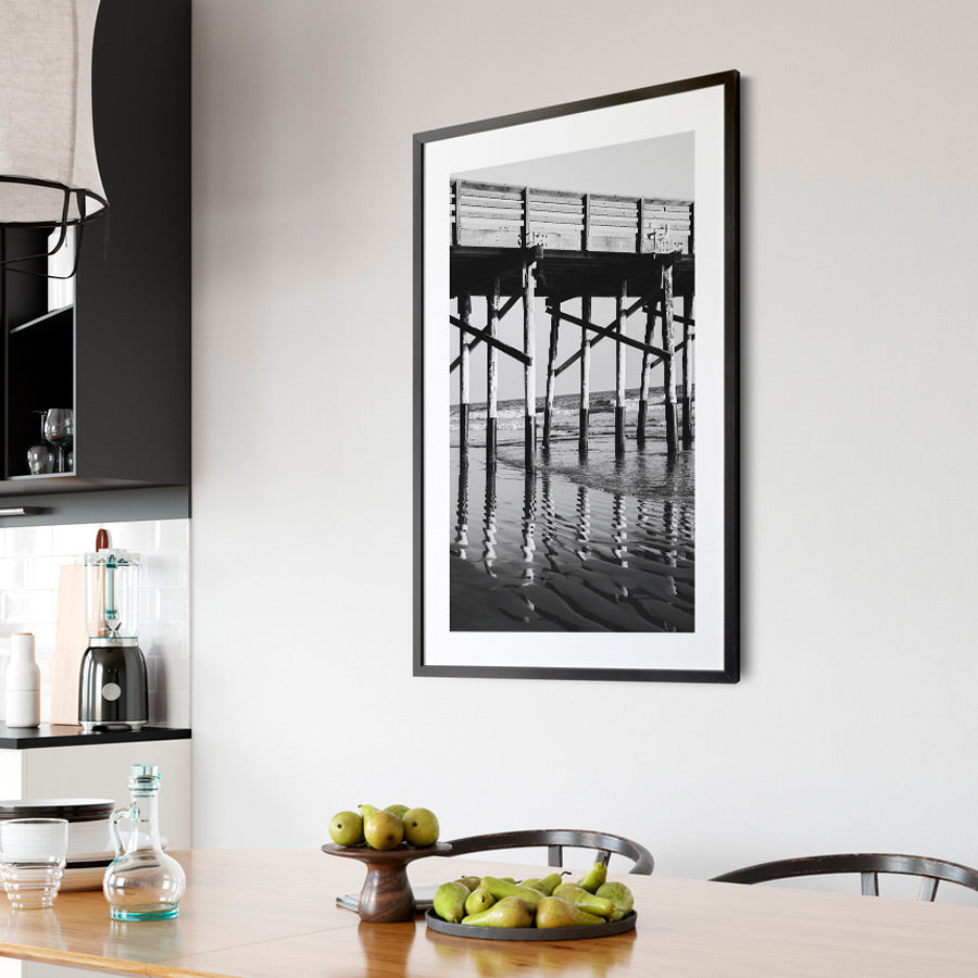 Tranquil scene of Newport Jetty against the backdrop of Newport Beach, California - Ideal for enhancing your wall decor.
