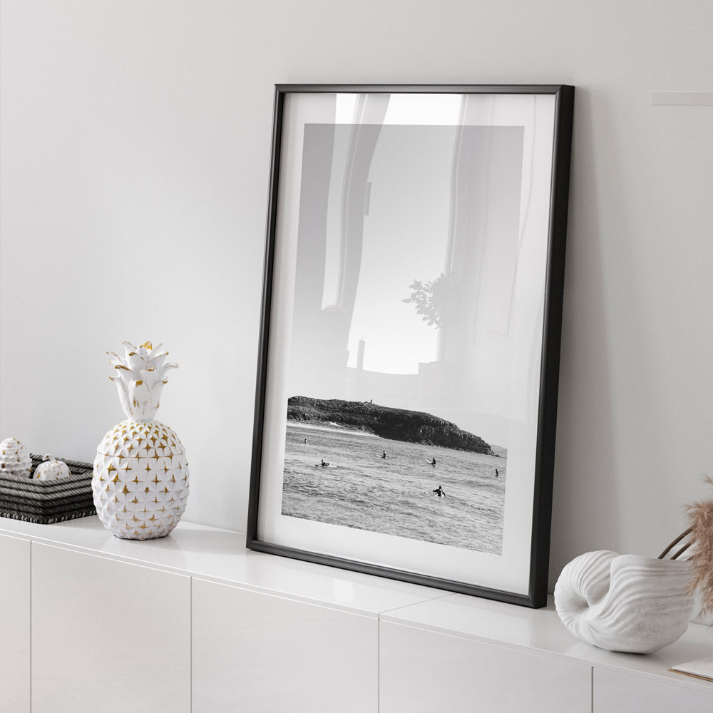 Serene black and white scene of Palm Beach, Australia - Ideal for enhancing your wall art.