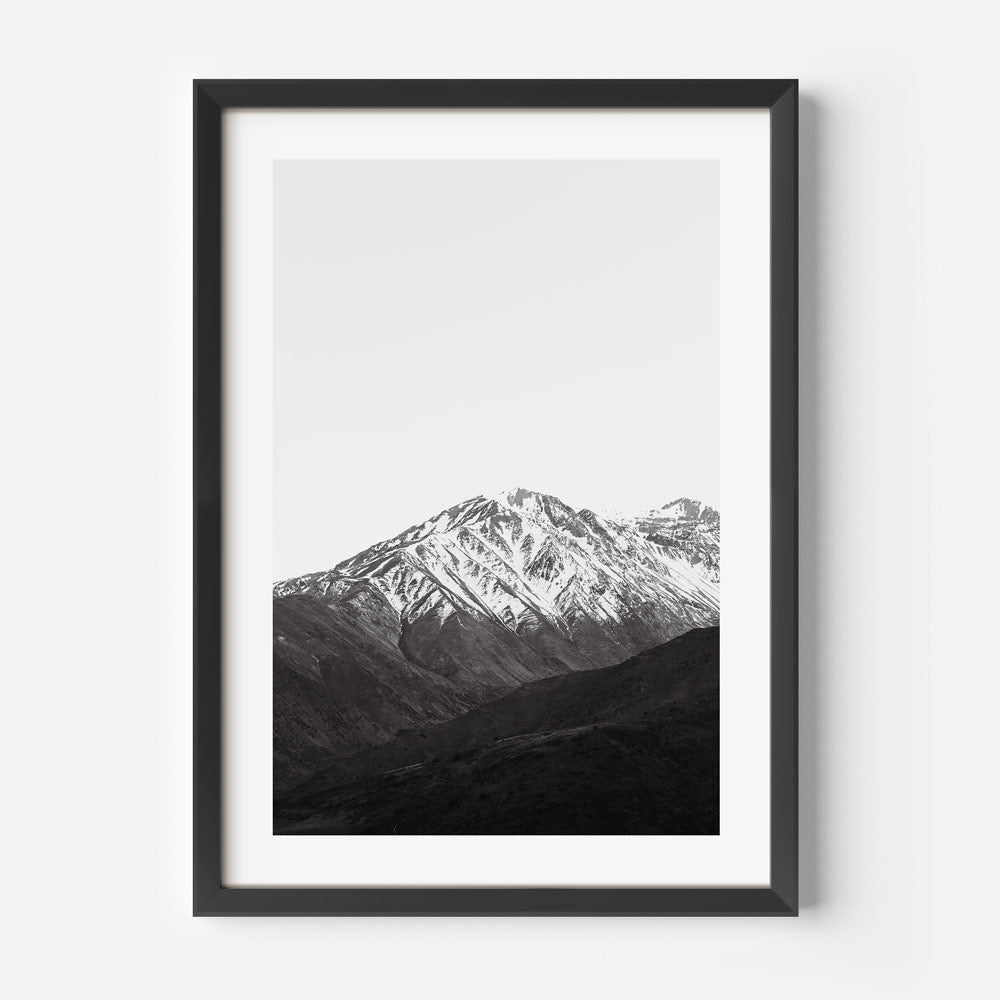 Discover the dramatic contrasts of The Andes, Valle Nevado, Santiago, Chile in black and white with this exquisite canvas print - ideal for modern home decor.