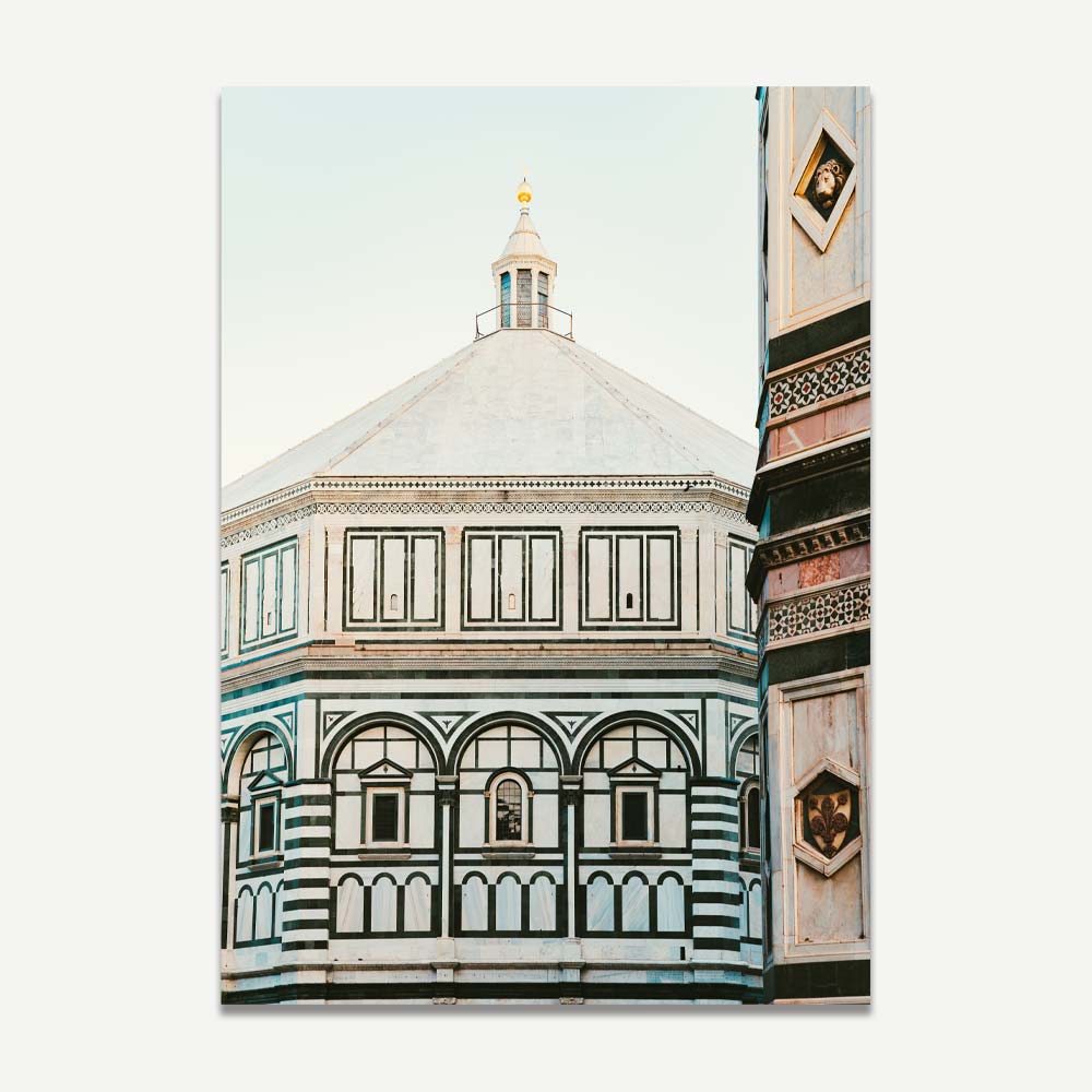 Vintage-style Florence wall art featuring Baptistery of St.John – elegant architectural print for Italy-inspired home decor.