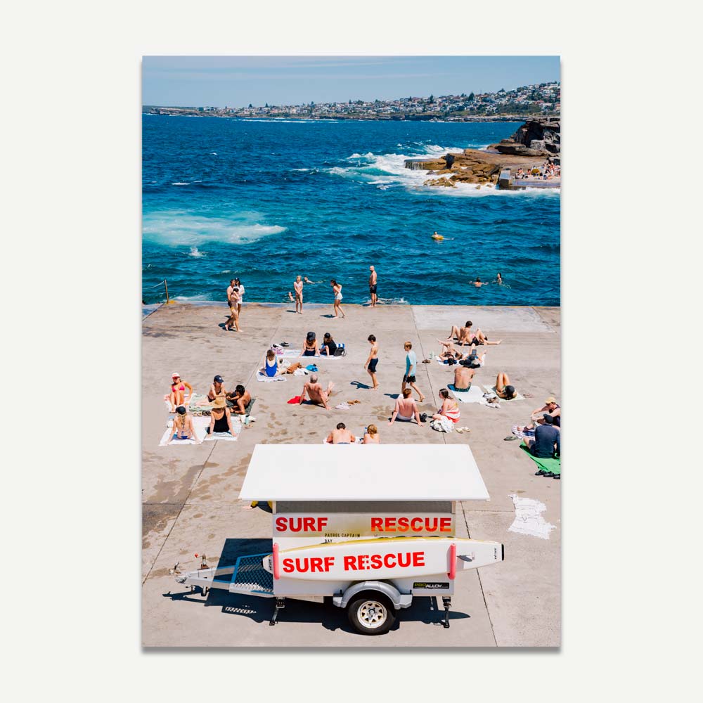 Wall art featuring a Bay Patrol scene at Clovelly, Sydney beach: Capture the essence of coastal living - Available at Oblongshop.