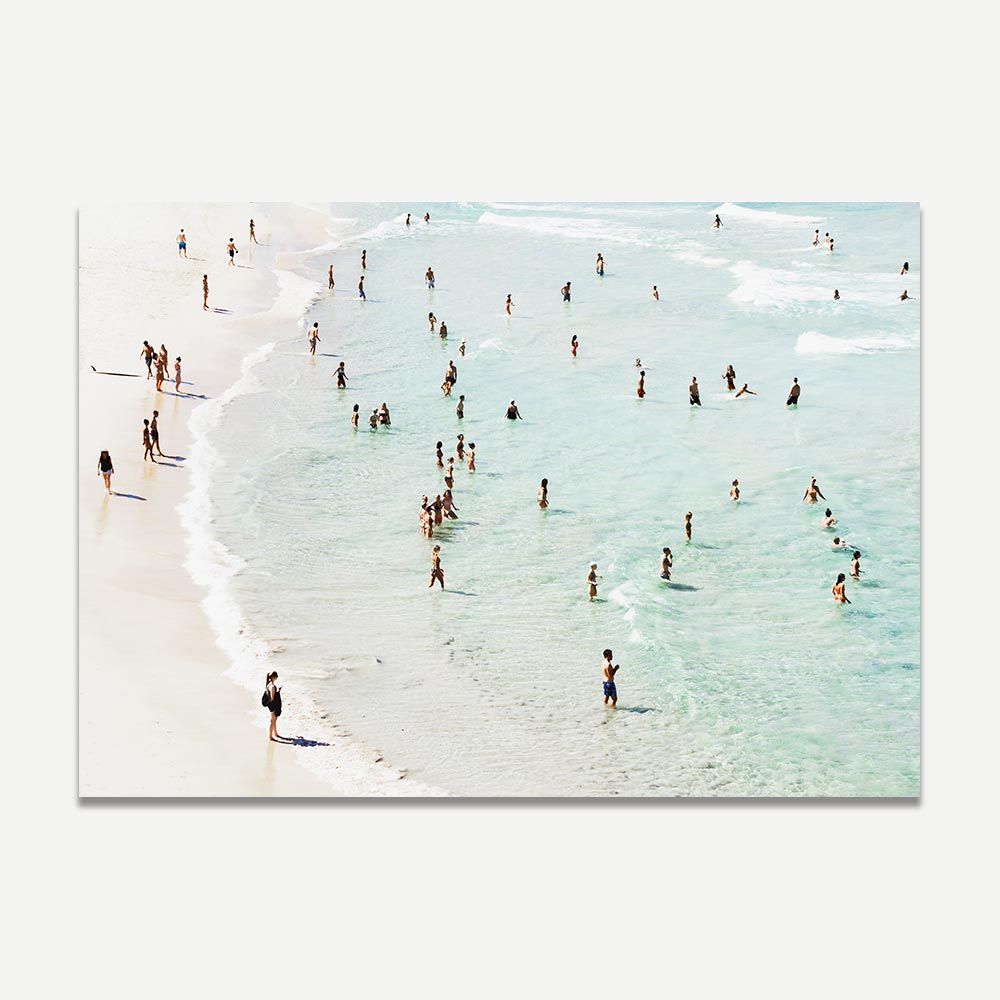 Iconic Bondi Beach wall art capturing a vibrant summer afternoon – bright and energetic coastal decor for any space.