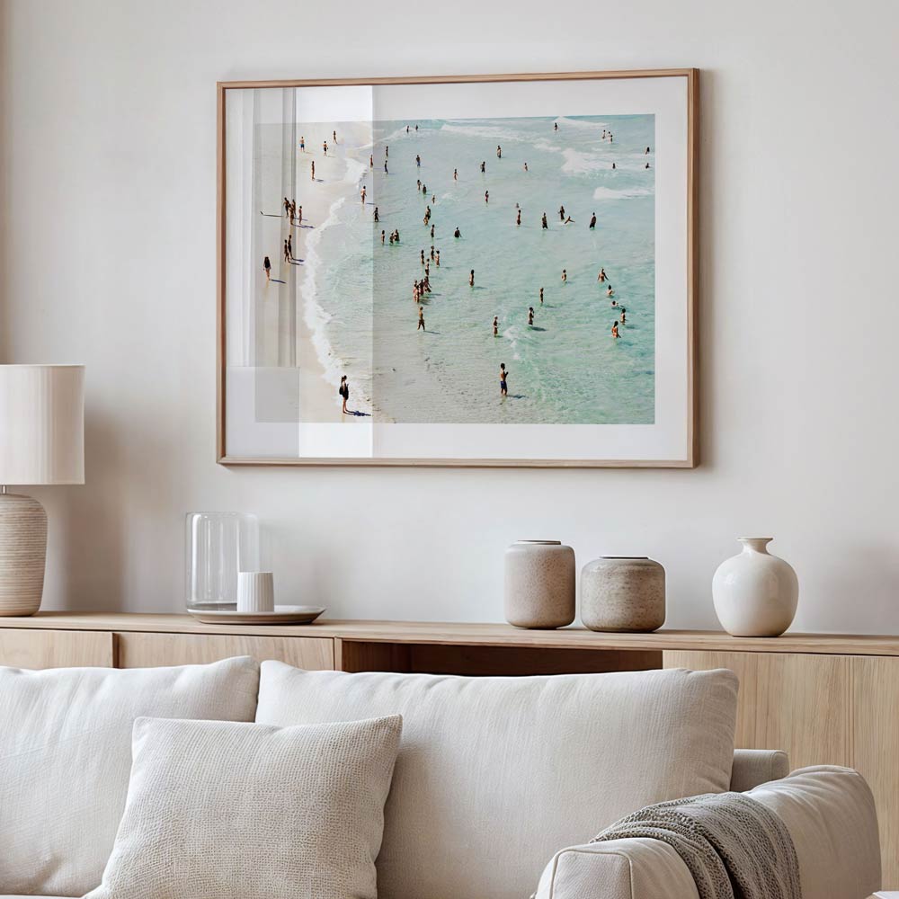 Bathers on Bondi Beach Australia, real photography wall artwork