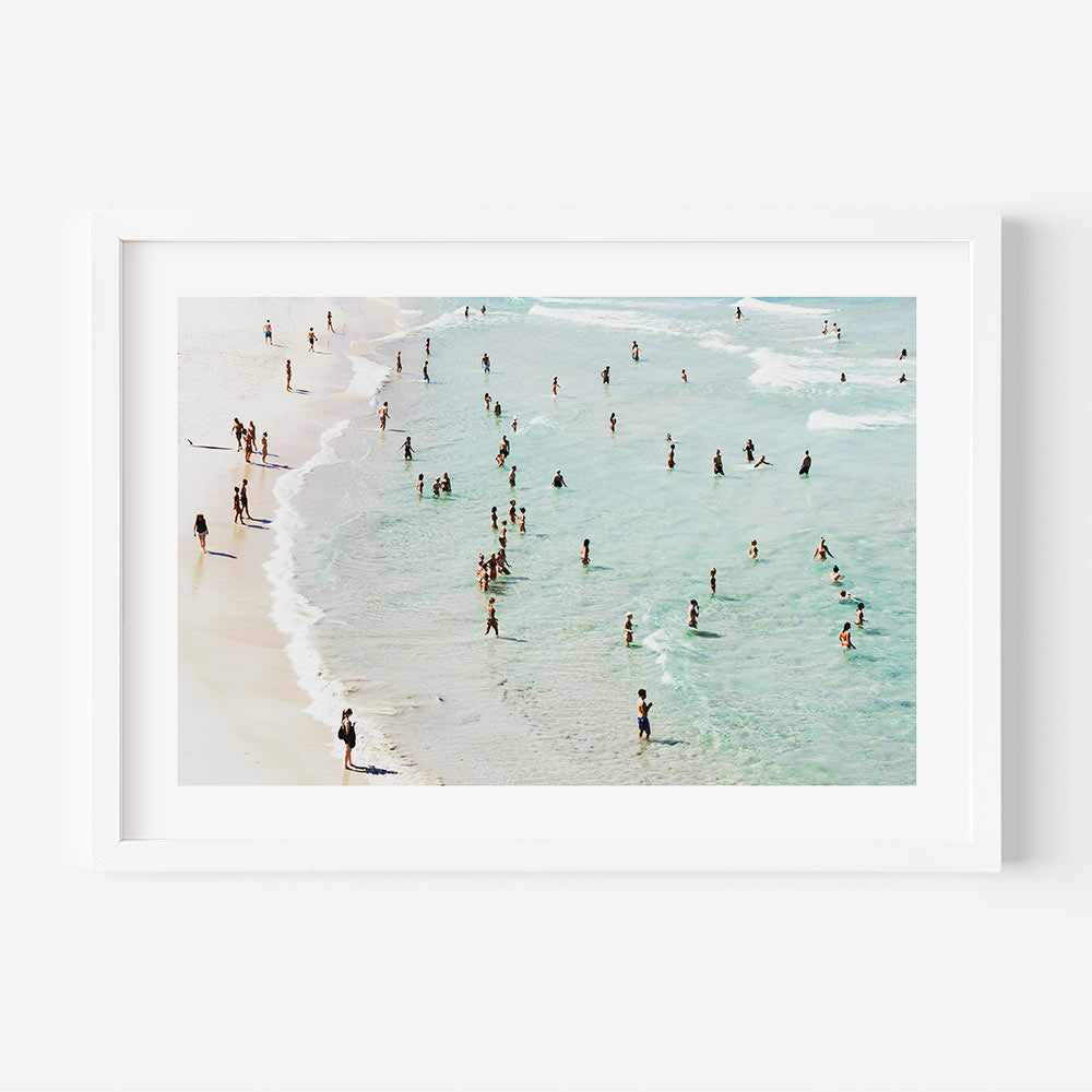 Iconic Bondi Beach wall art capturing a vibrant summer afternoon – bright and energetic coastal decor for any space.