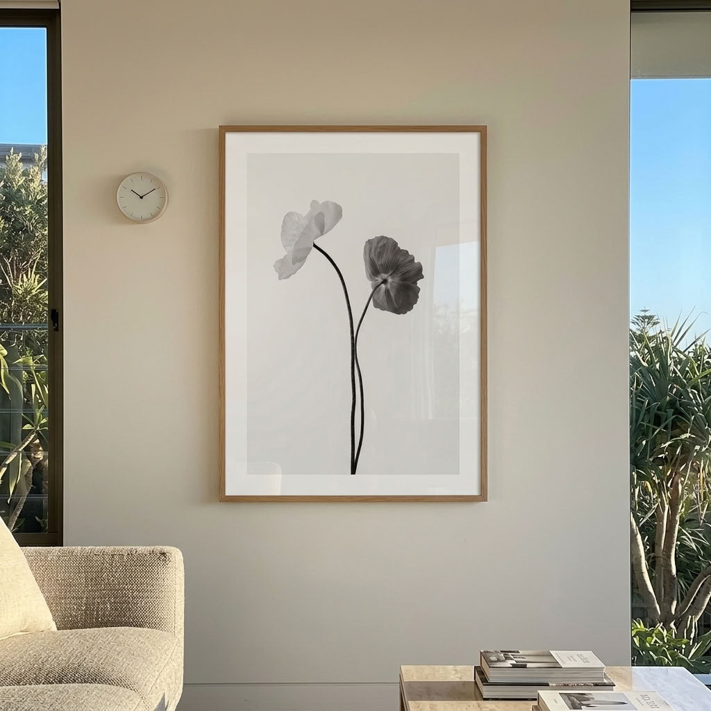 Black and White Poppy Fine Art