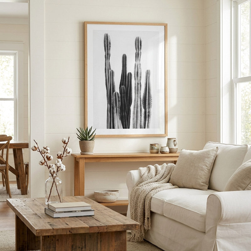 BW Torch Cactus Art Print