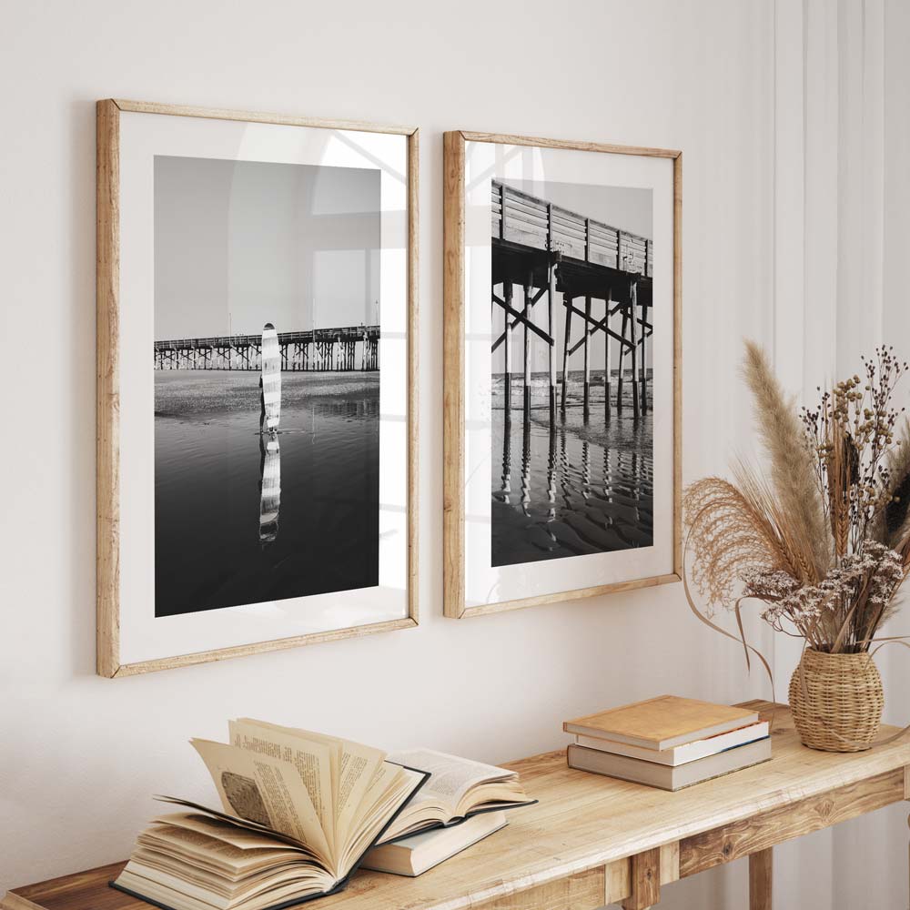 Serene scene of a longboard surfer enjoying at Newport Beach, California - Ideal for enhancing your wall decor.