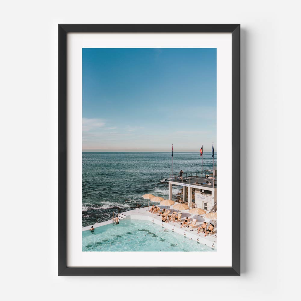 Vibrant photo art of Bondi Icebergs capturing coastal living with ocean-inspired hues.