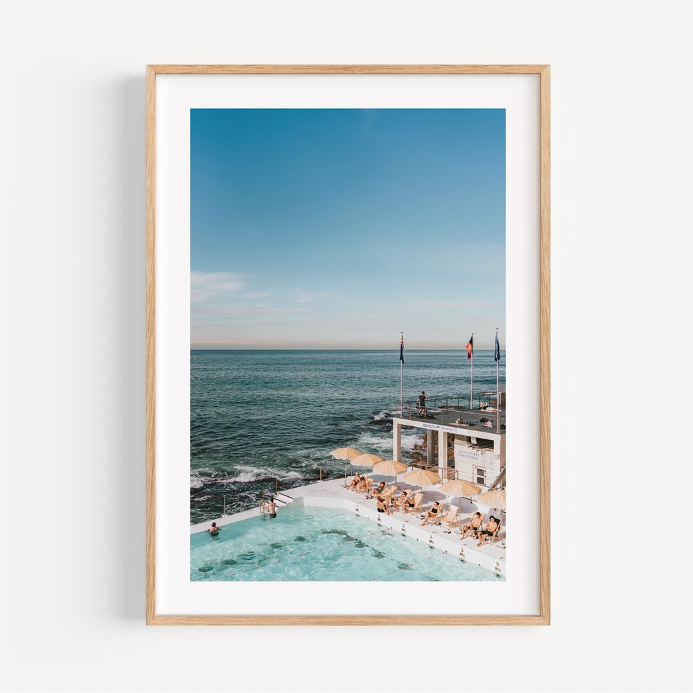 Summer-inspired wall art of Bondi Icebergs pool, perfect for modern home and lounge room decor.