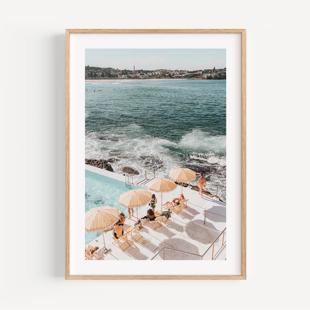 Summer-inspired canvas print of Bondi Icebergs with relaxing poolside vibes and ocean charm.