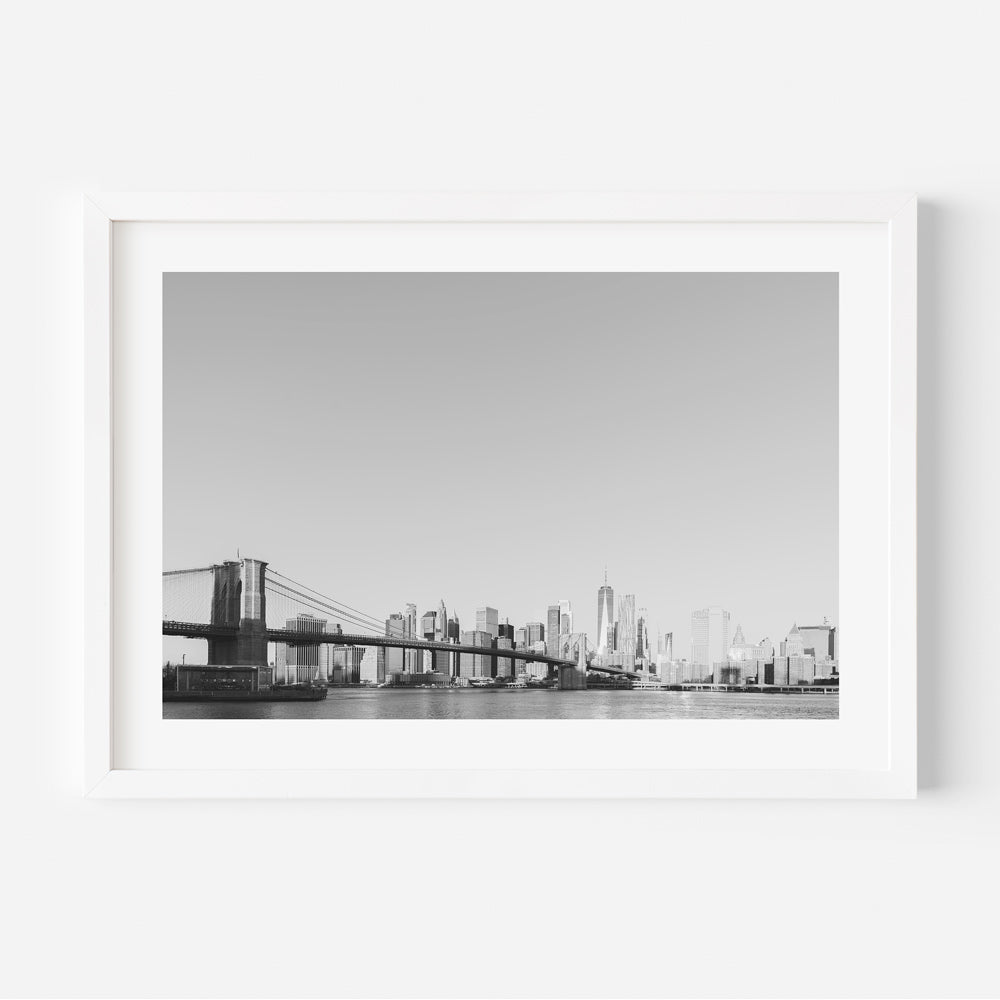 New York City skyline and Brooklynbridge black and white art print - wall art decor for home or office - Oblongshop