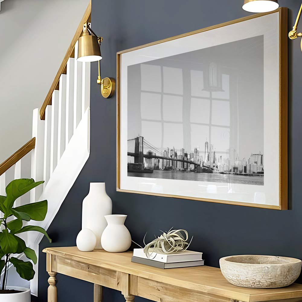 Brooklyn Bridge L BW framed photo - wall artwork for modern decor - Oblongshop prints shop