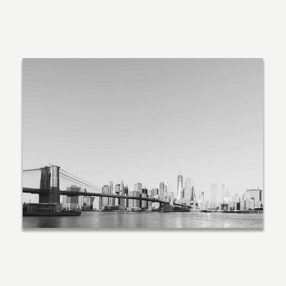 Brooklynbridge, New York City skyline in black and white - real photography wall art - Oblongshop art wall art