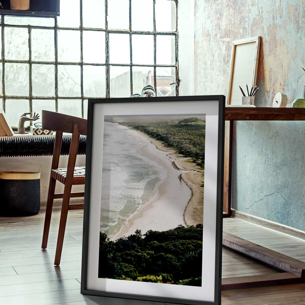  Immerse yourself in the mesmerizing aerial view of Cape Byron, Byron Bay, Australia, with this original photography print.