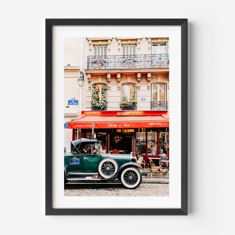 Charming Parisian café with outdoor seating, adding sophistication and romance to your home decor.
