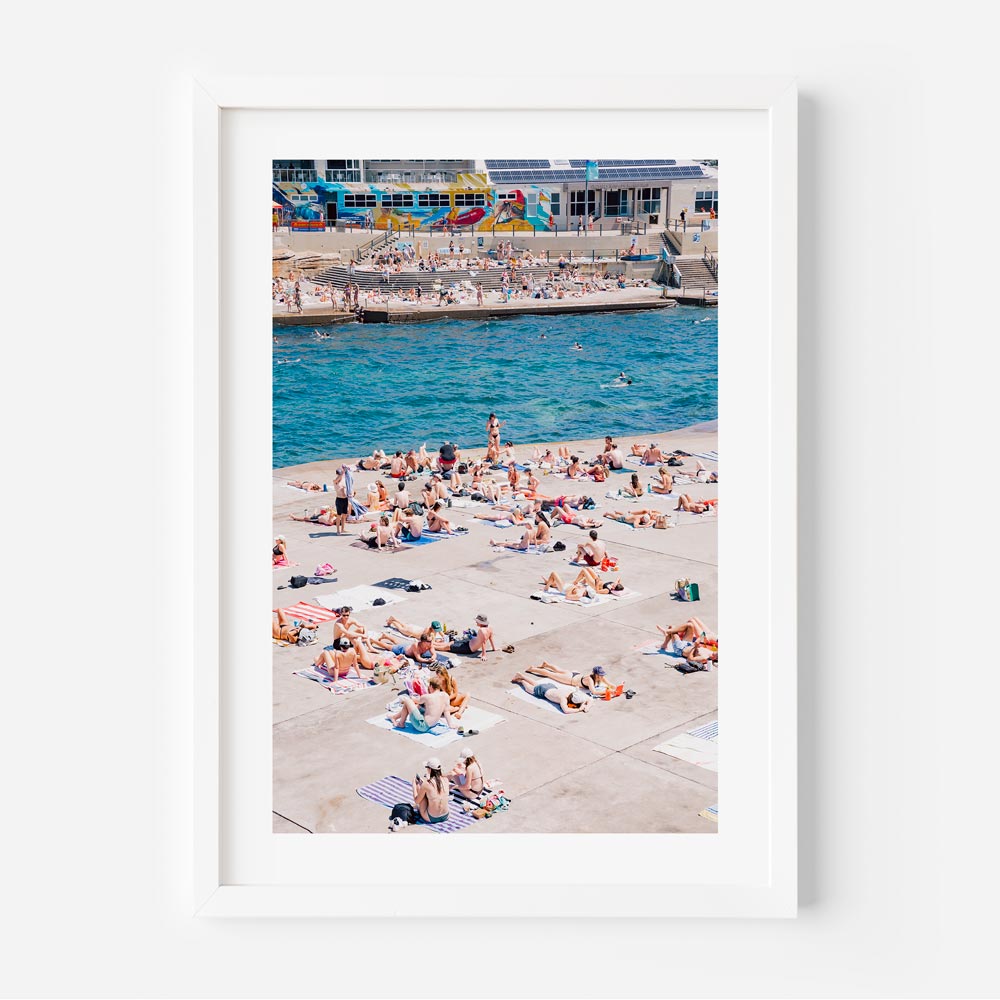 Summer bliss at Clovelly, Sydney: People soaking up the sun and sea - Perfect for home decor and wall art.