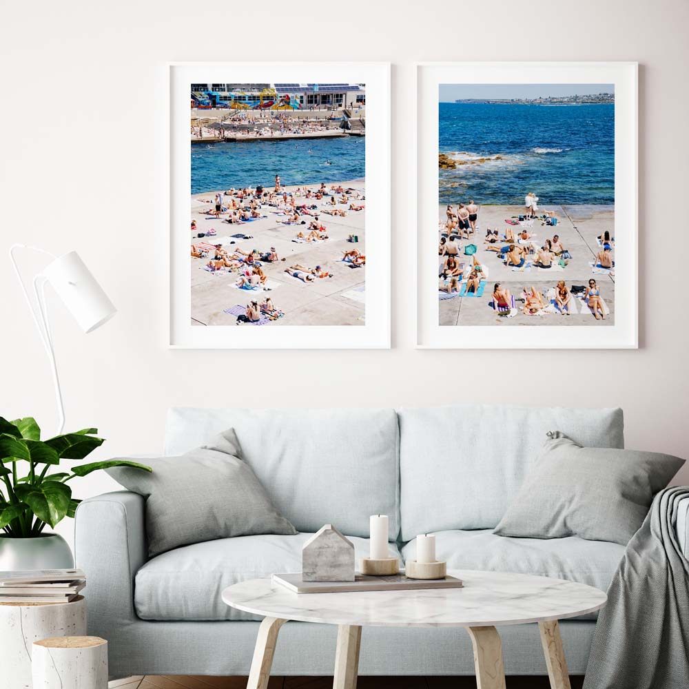 Sunny summer day at Clovelly, Sydney: People enjoying the beach - Ideal for modern wall art and canvas prints.