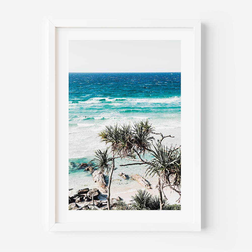 Rainbow Bay Beach wall art - Stunning coastal scenery captured in a framed photo by Oblongshop.