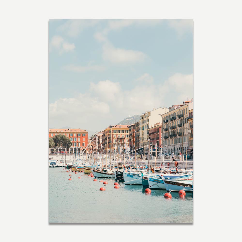 Port Lympia Print featuring colorful boats docked in the marina of Nice, French Riviera.