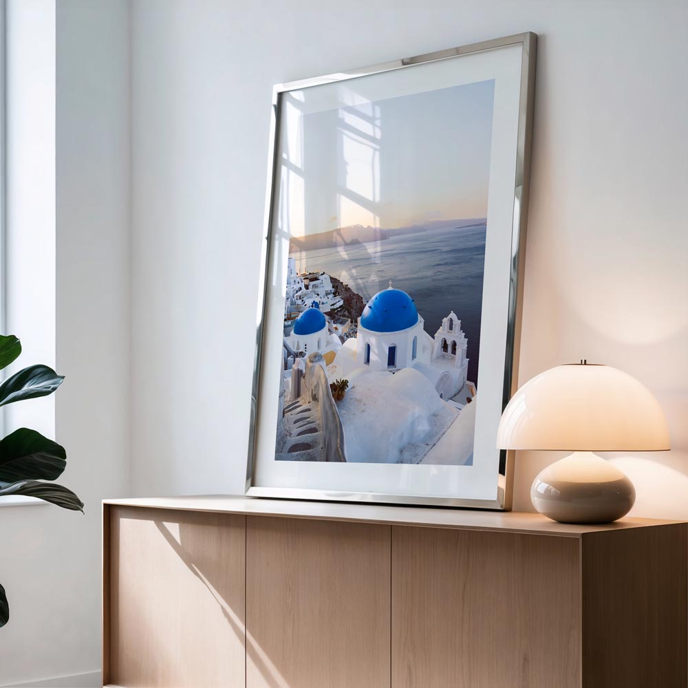 Oia Blue Domes Art Print