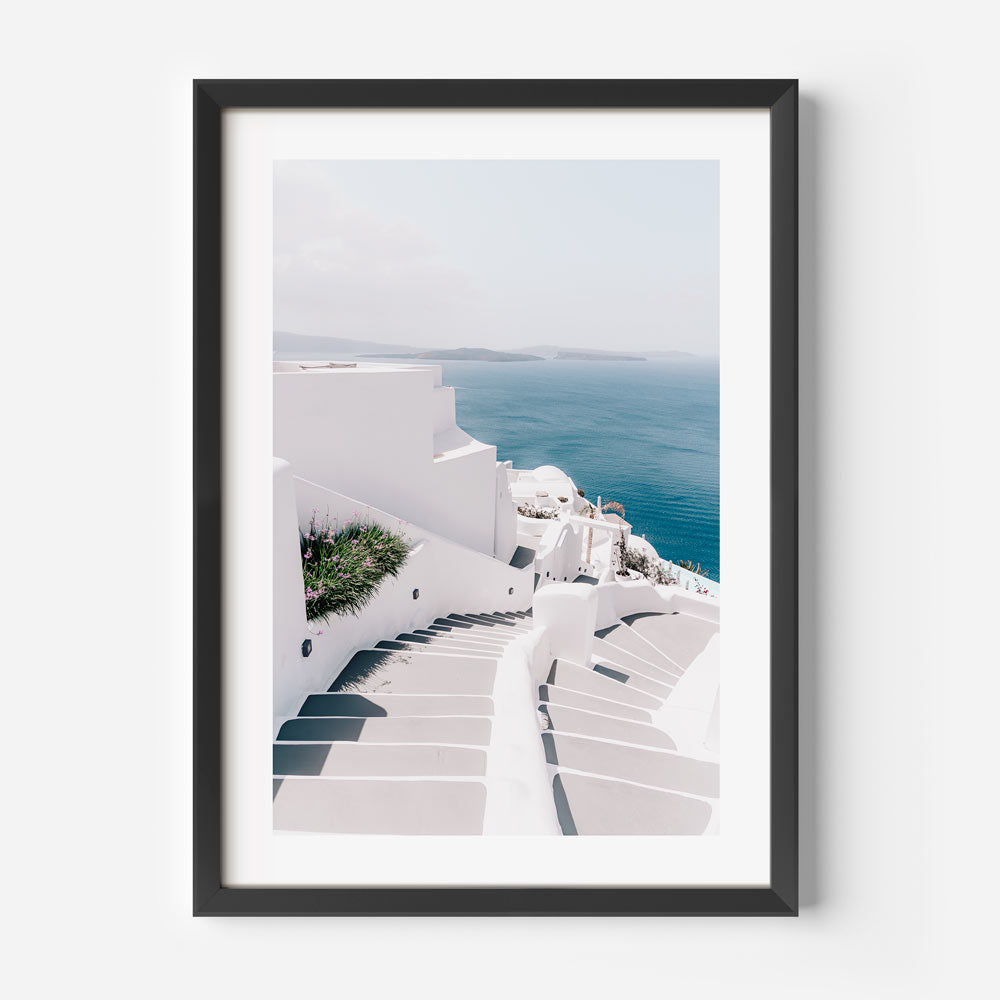 Steps of Serenity Santorini Art Print
