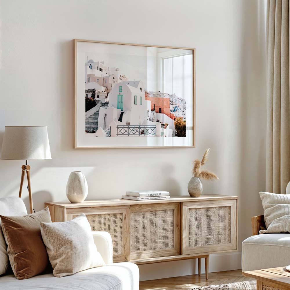 Sunrise Serenity in Oia Art Print