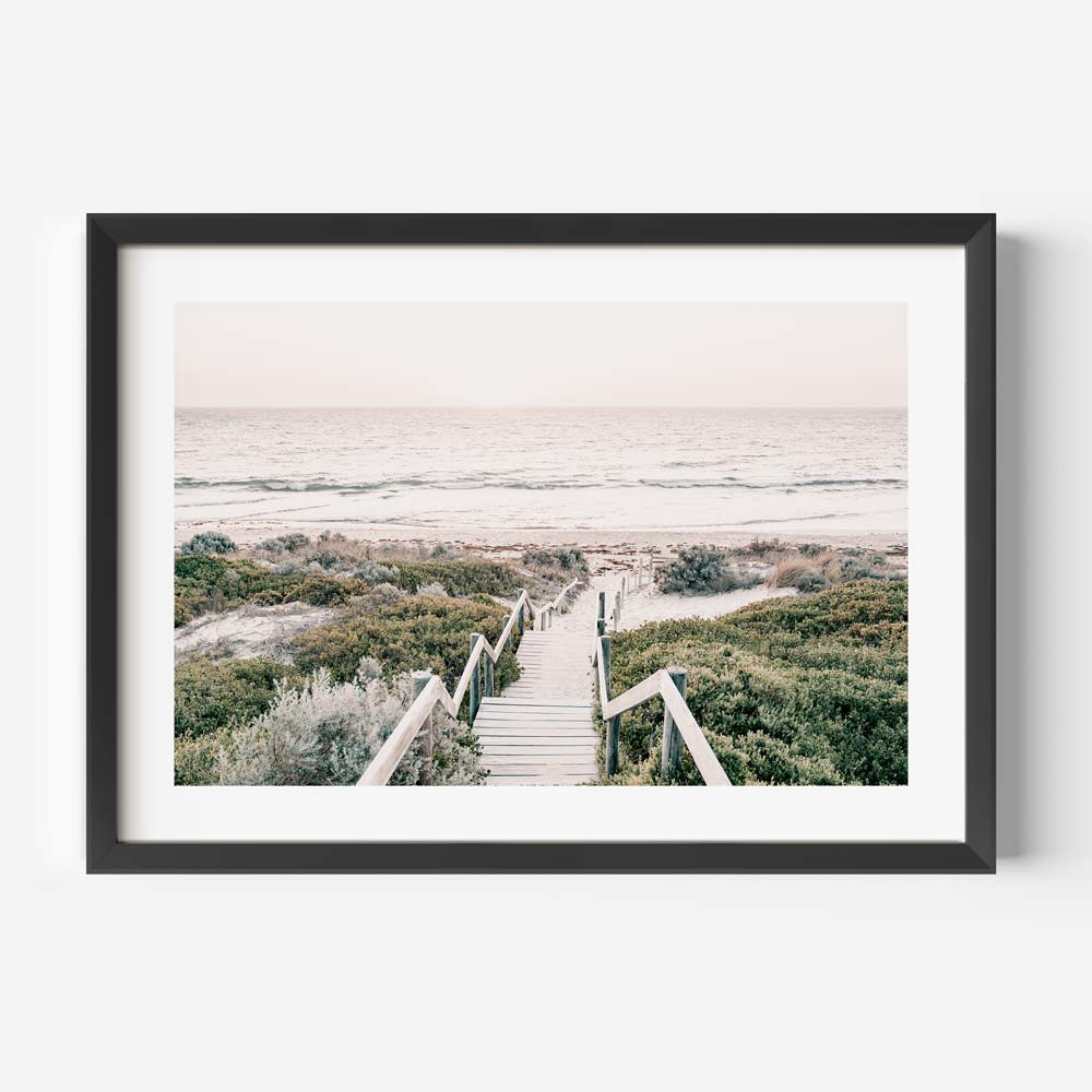 Cottesloe Beach Sunset Print - Coastal Artwork with Scenic Stairway