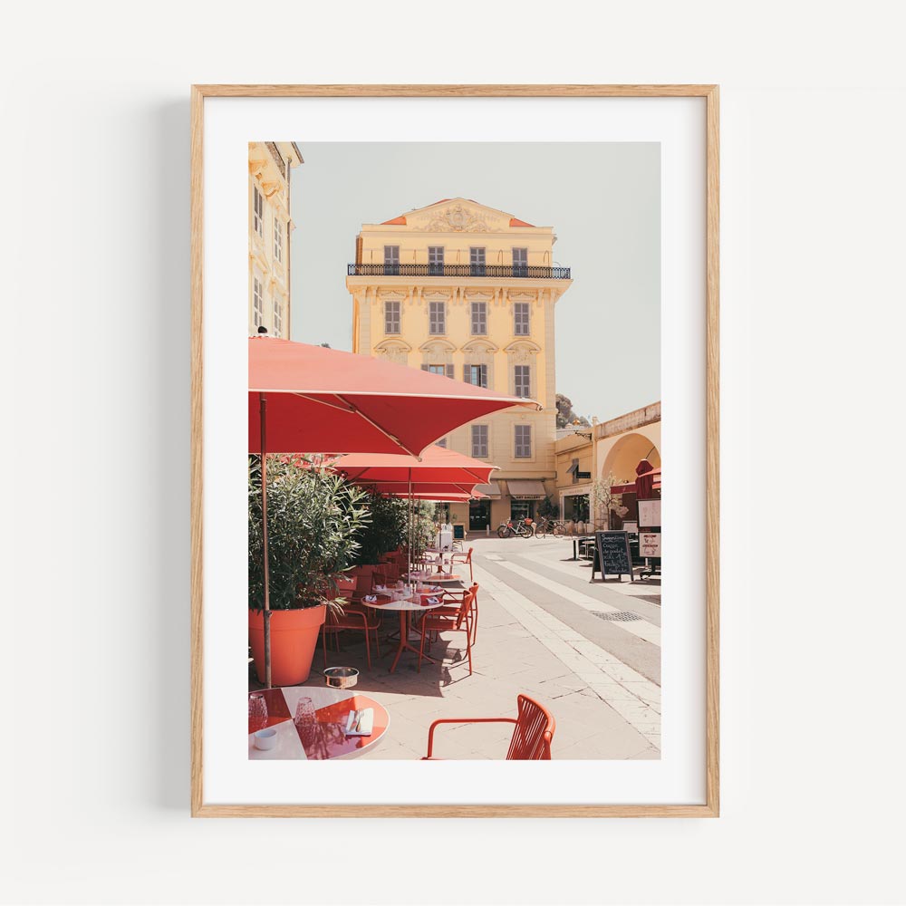 Experience the modern allure of Nice, France, through "Déjeuner," featured in this contemporary art piece.