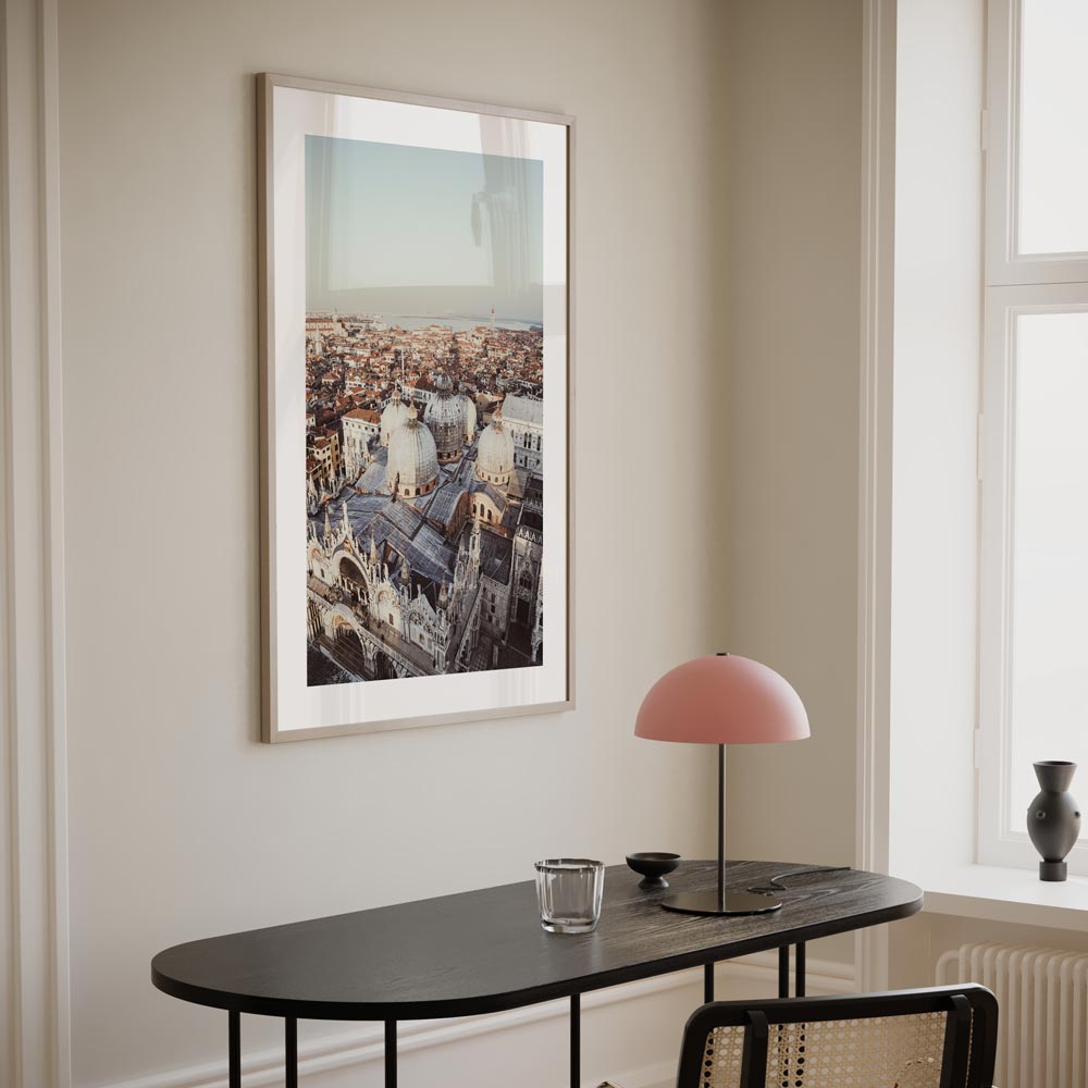 Venice, Italy: Magnificent aerial perspective of the Dome of San Marco, canvas print ideal for wall art decor.