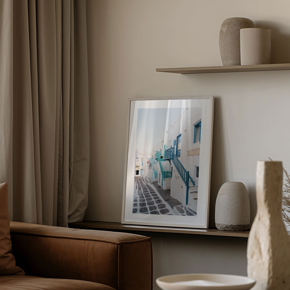 Downtown Mykonos Art Print