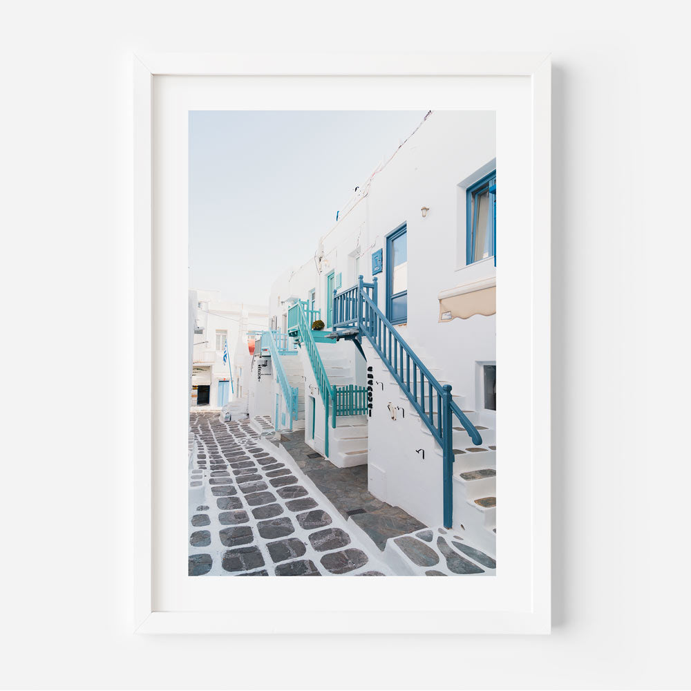 Downtown Mykonos Art Print