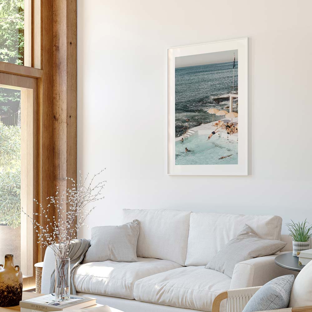 Coastal canvas print of Bondi Icebergs pool showcasing Sydney's iconic ocean view and refreshing summer vibes.