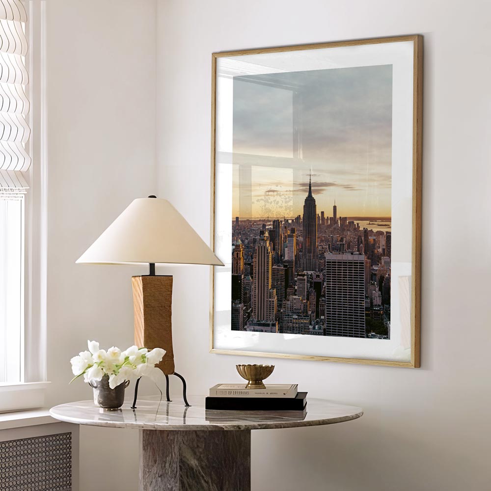 Empire State, New York - Transform your living room with our captivating wall art featuring the Empire State building. 