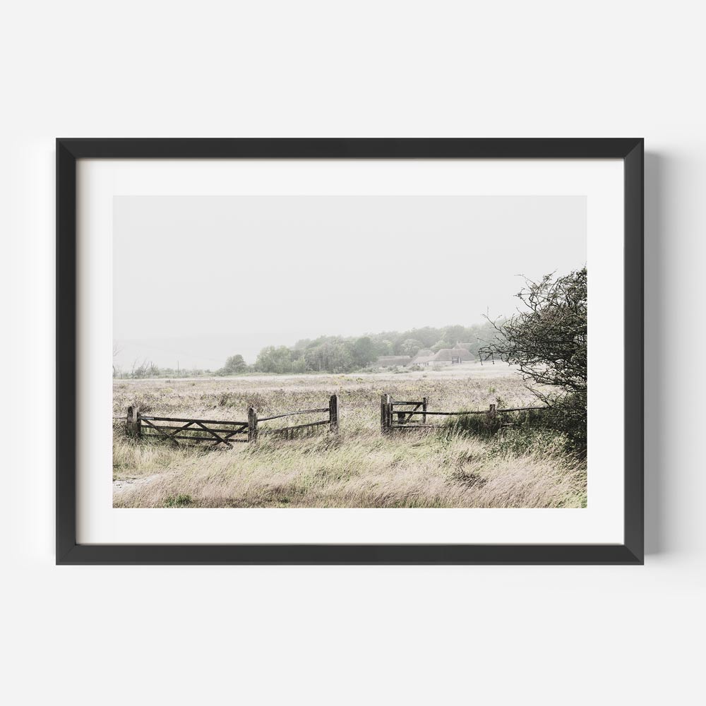 Real photography of a field with a fence in East Sussex, UK
