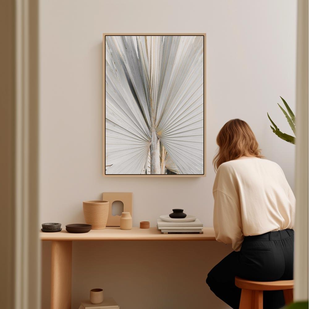Silver Palm Frond Art Print