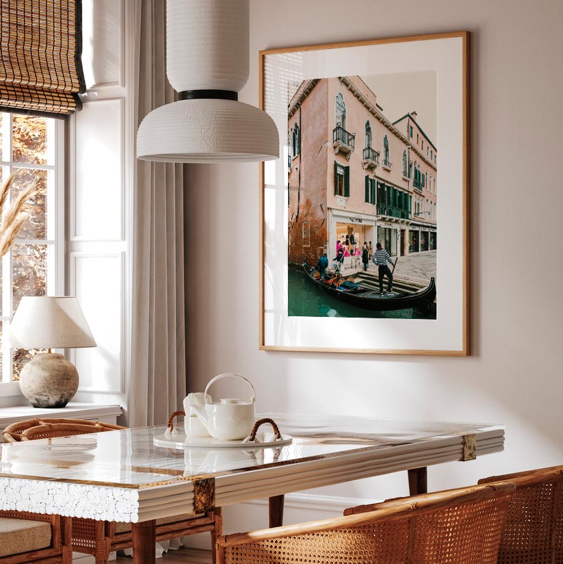 Venice, Italy: Explore the beauty of Valentino with this stunning photograph capturing a boat and a Venetian building - Ideal for canvas prints.