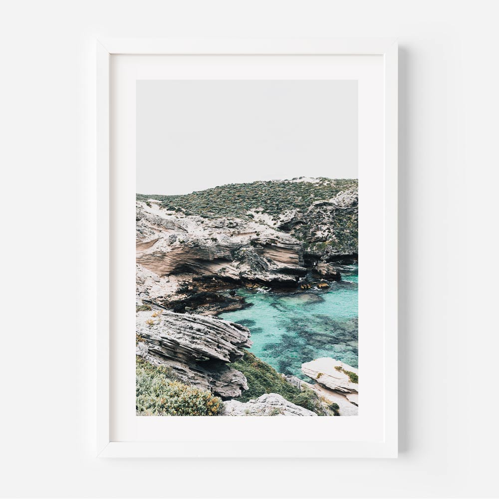 Captivating wall art featuring the scenic beauty of Fish Hook Bay, Rottnest Island. Perfect for home and office decor. Original photography print.