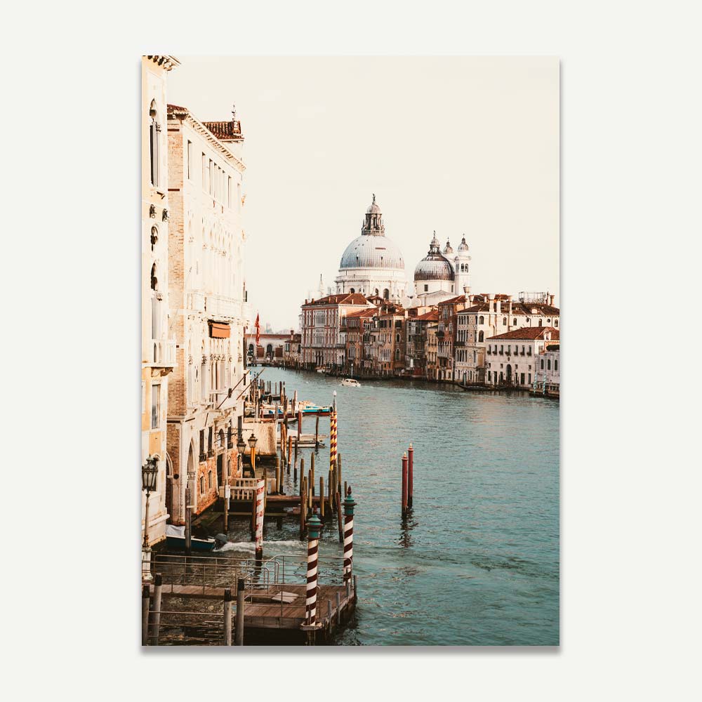 Tranquil waterways of Venice with Basilica di Santa Maria della Salute – elegant Venetian wall art for timeless Italian home decor.