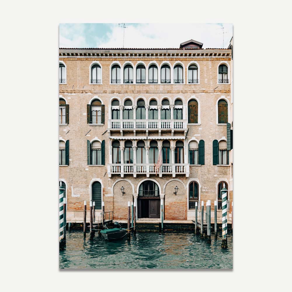 Green Poles amidst the tranquil waters and architectural beauty of Venice - Enhance your walls with modern art and canvas prints.