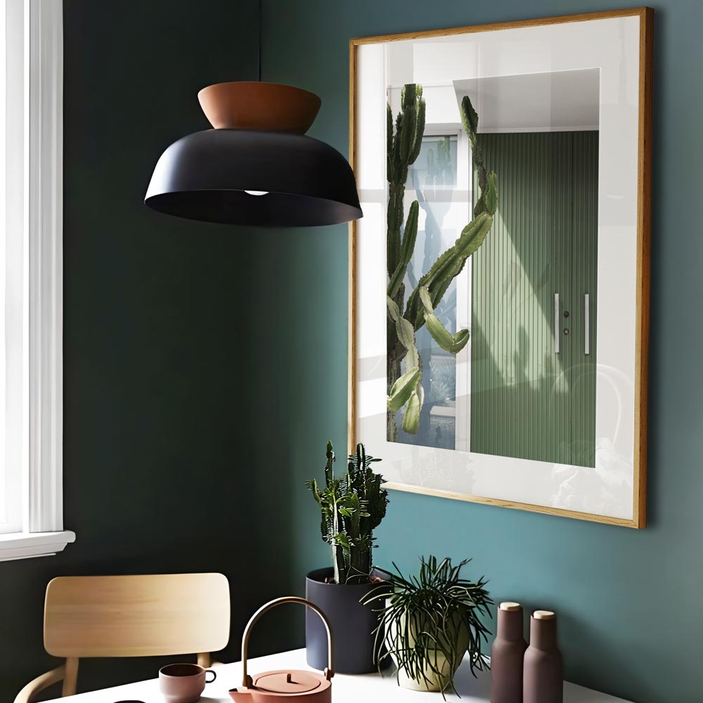 Green door with cactus and wall art print - real photography for wall decor in homes and offices
