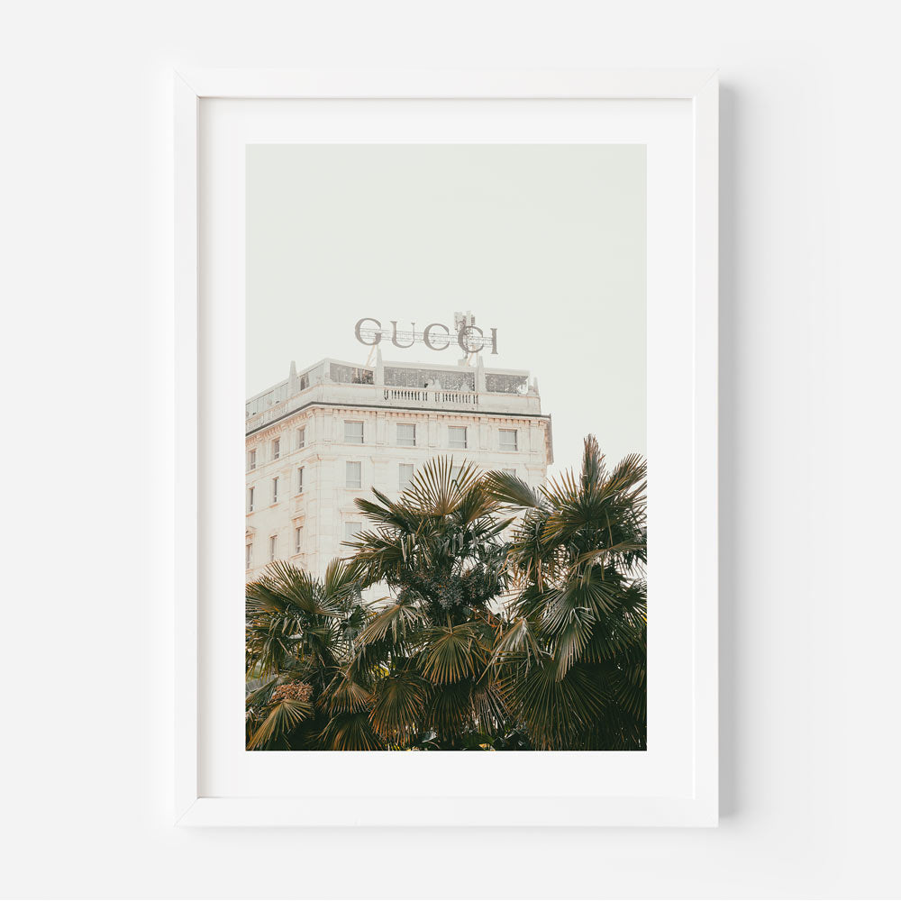 Embrace Milan's chic ambiance with the Gucci Building - a statement piece for modern wall art enthusiasts.