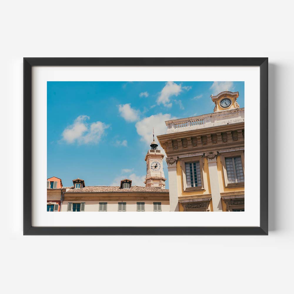 Bring a touch of sophistication to your space with this exquisite canvas print of the Heures building, NICE, FRANCE