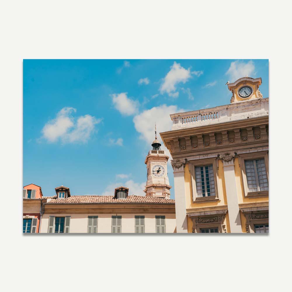 Elevate your home decor with a framed photograph of the iconic Heures building in NICE, FRANCE