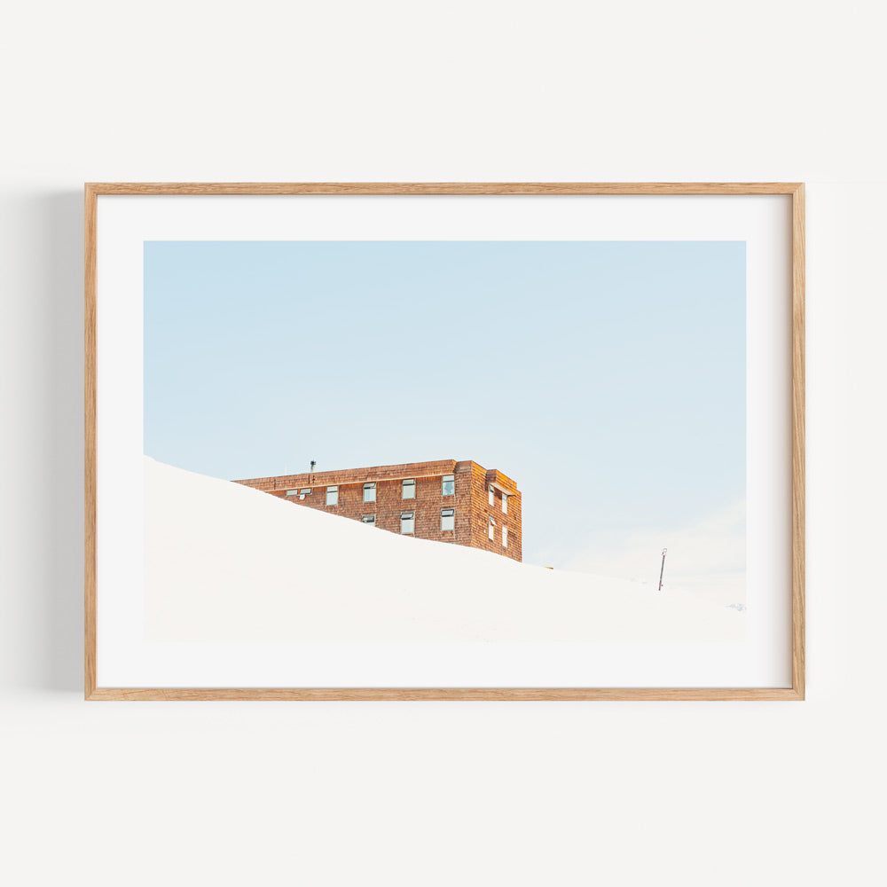 Snowy Hotel in Valle Nevado, Santiago, Chile - Perfect wall art for your space.